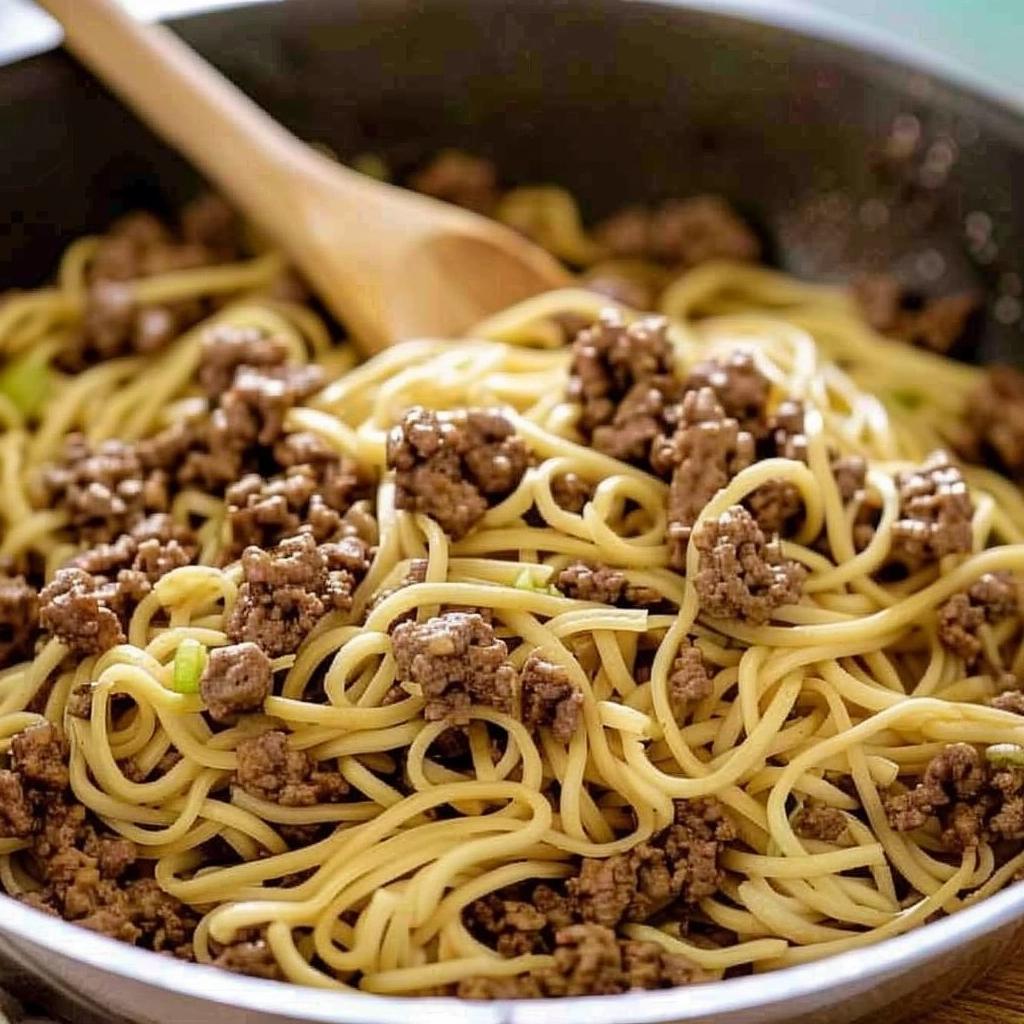 15 Minute Mongolian Ground Beef Noodles