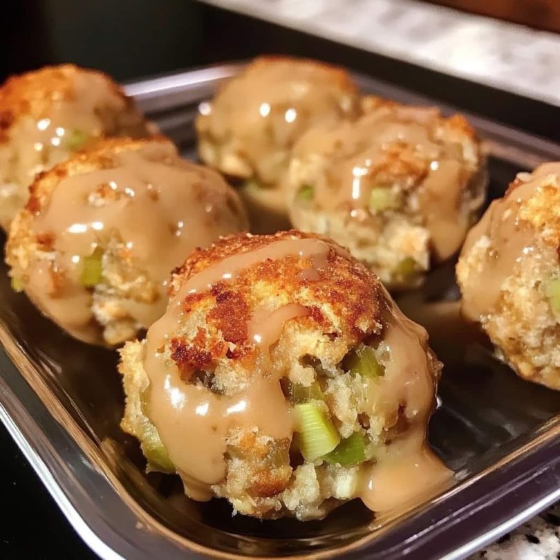 Balls made of leftover turkey and stuffing.