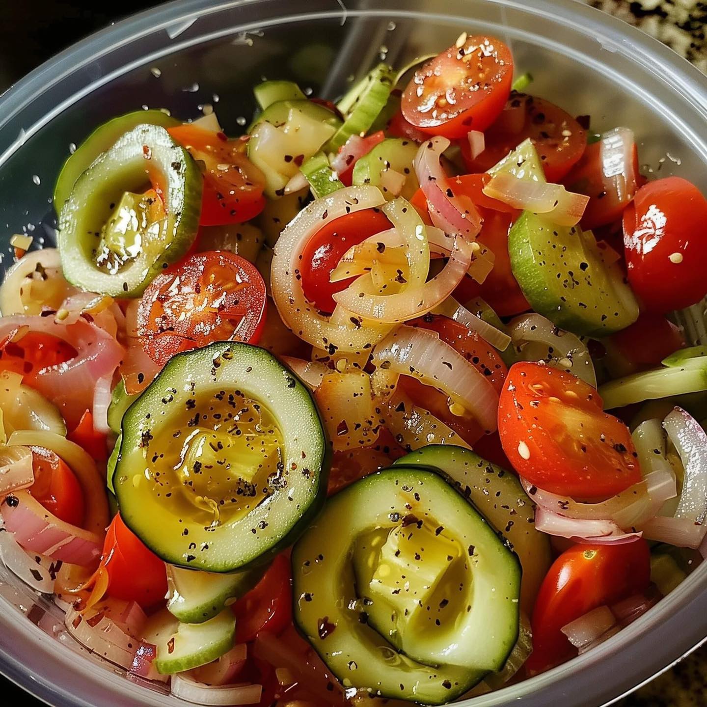 Marinated Cucumbers, Onions, and Tomatoes