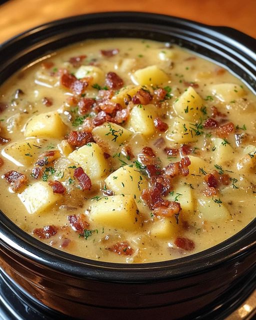 Slow Cooker Creamy Potato Bacon Soup