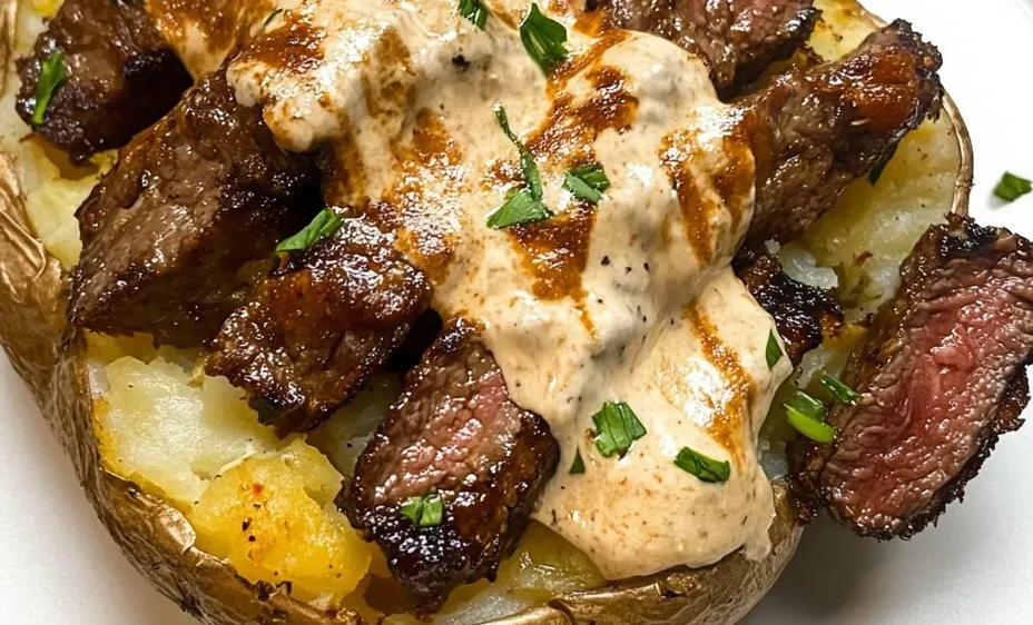 Loaded Baked Potato with Steak Bites