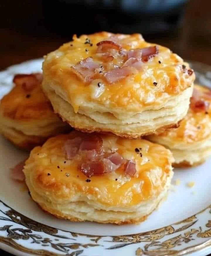 Biscuits with Cheese and Bacon in Puff Pastry