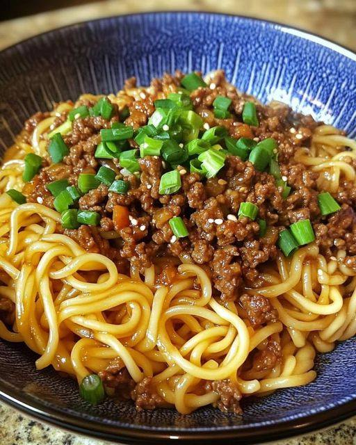 Mongolian Ground Beef Noodles