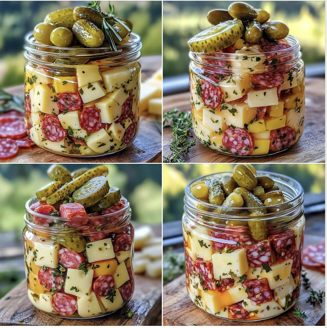 Easy Marinated Cheese Appetizer with Salami & Pickles