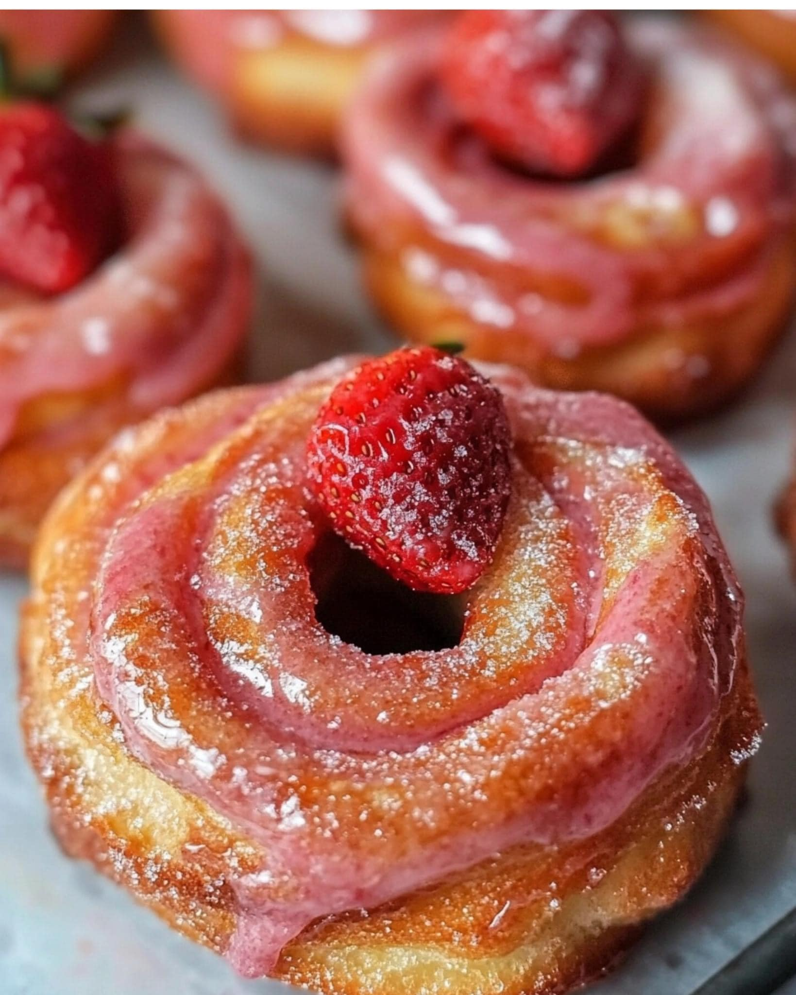 Strawberry Glazed French Crullers 