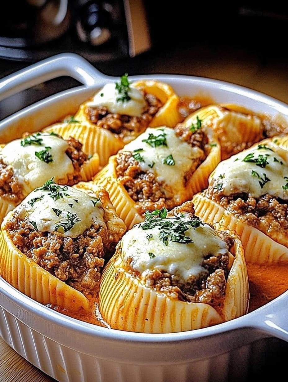 Beef-Stuffed Shells with Creamy Ricotta Filling