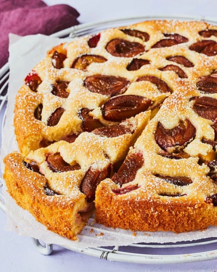 Plum cake with batter